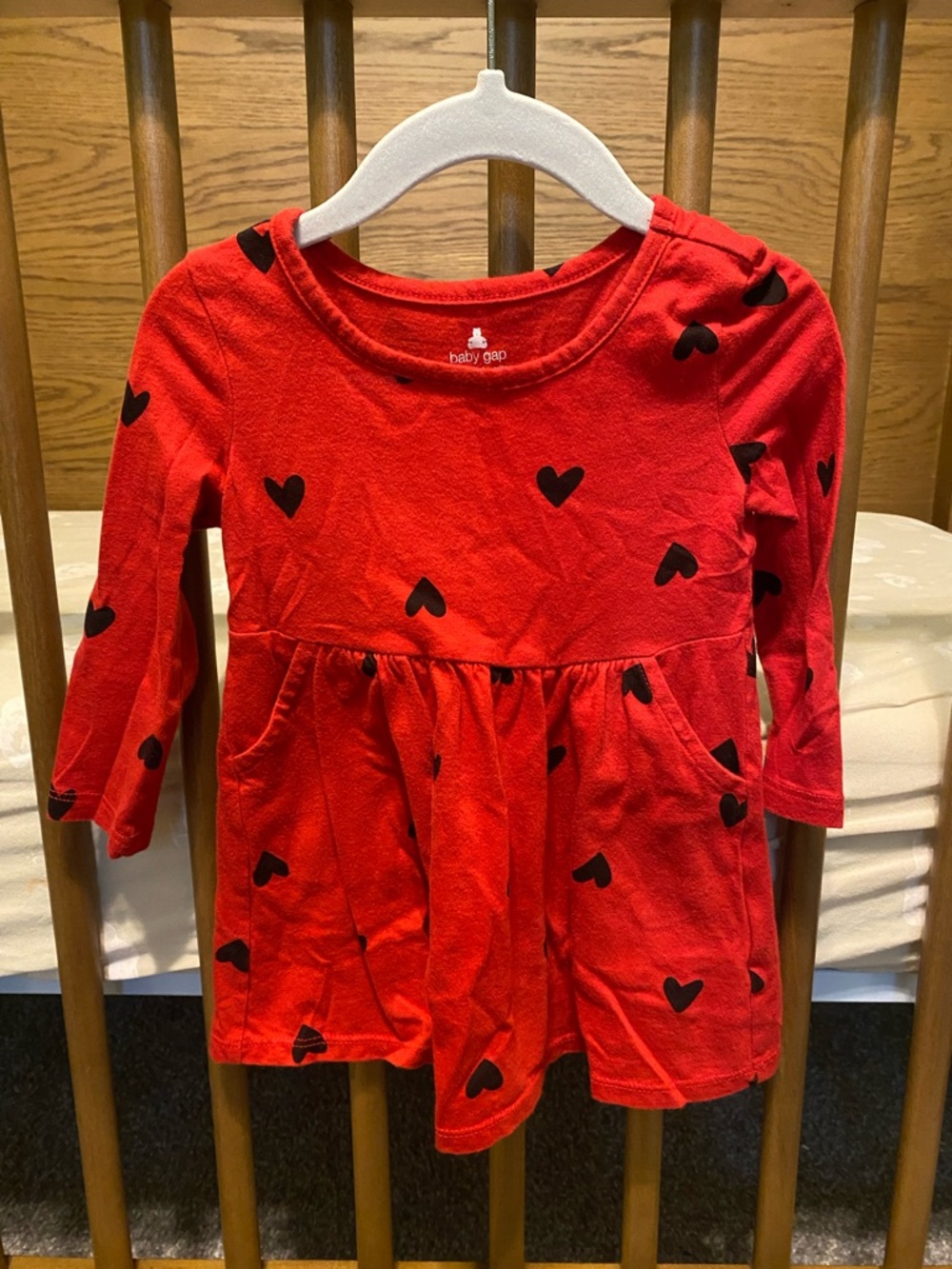 GAP Red Tunic Dress with Black Heart Print